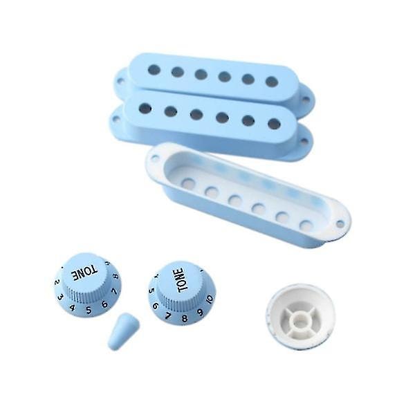Strat Gitarr Pickup Kåpor Knoppar Switch Tip Set För Stratocaster Ersättning Tillbehör Kit Ljus Blå