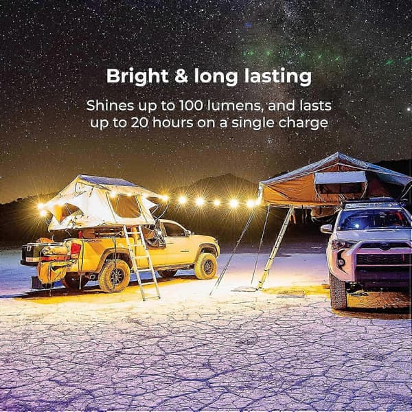 MPOWERD Luci Sun String Lights + Telefonlader: Solar/USB, 5,5 meter, 100 Lumen