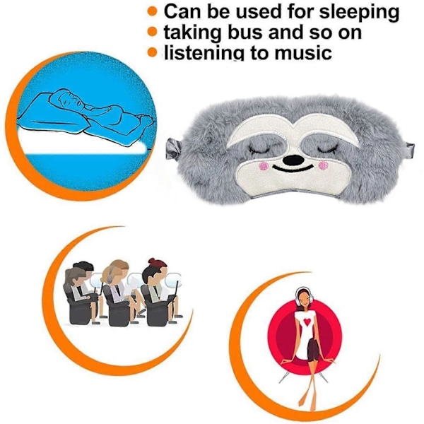 Sovmask, Söt Sengångare Roligt Djur Mjuk Fluffig Plysch Sovmask Ny Blindfold Andningsbar Sidenmask för Kvinnor Män - Sengångare