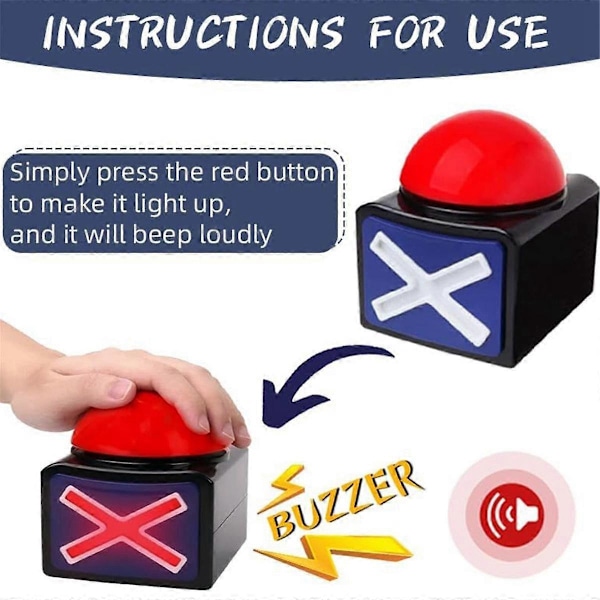 3 st Game Answer Buzzer, Spelbuzzer Alarm Ljud Spelknapp med Ljus Trivia Quiz Got Talent Buzz