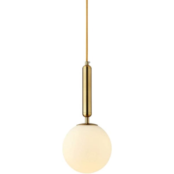Nordic Modern Single Gloss Lasipallo roikkuu Huone yksi pää roikkuu Huonekiilto Ravintolahuone (Golden Milk White Glass)