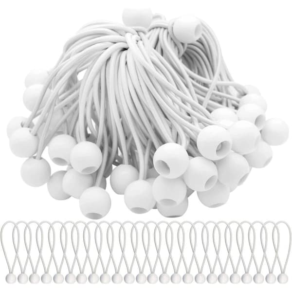 Pakke med 75 elastiske strammere, elastiske snorer med kuler, strikksnorer, elastiske kuler for markiser, telt, bannere og presenninger - AIMOONSA
