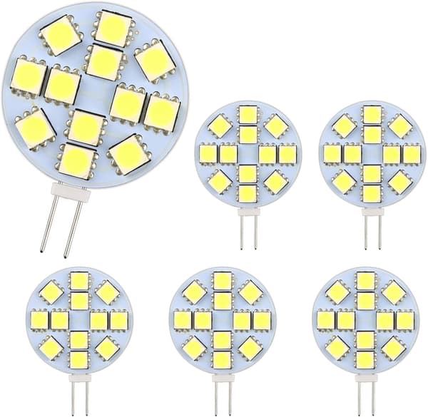 2W G4 LED-lampa, AC/DC12V, varmvit, 20w halogen, 6-pack YIY