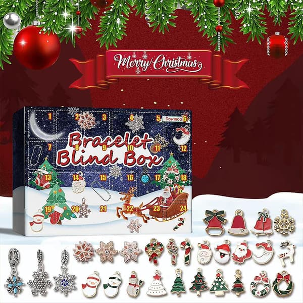 24 Dagar Julkalender DIY Charm Armband Kit Blind Box Julkalender Adventskalender Present