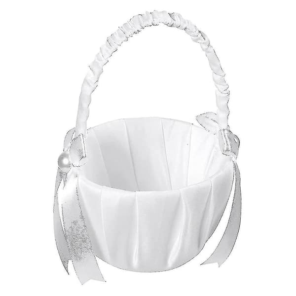 2-pack bröllopsblomkorg i satin med rosett, blomkorg för fest med rosor