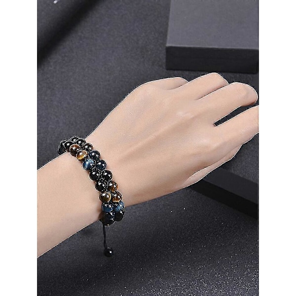 Obsidian Agat Tigeröga Dubbellagers Armband - Jxlgv