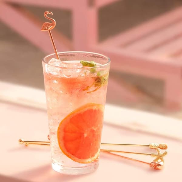 Kaffeglas sked set om 4 cocktailomrörare