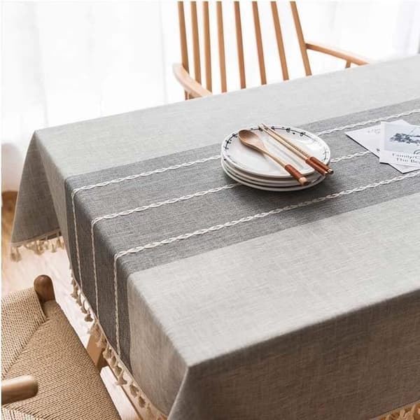 Rektangulær dug - 140x180 cm - 60% bomuld - 40% hør - Grå