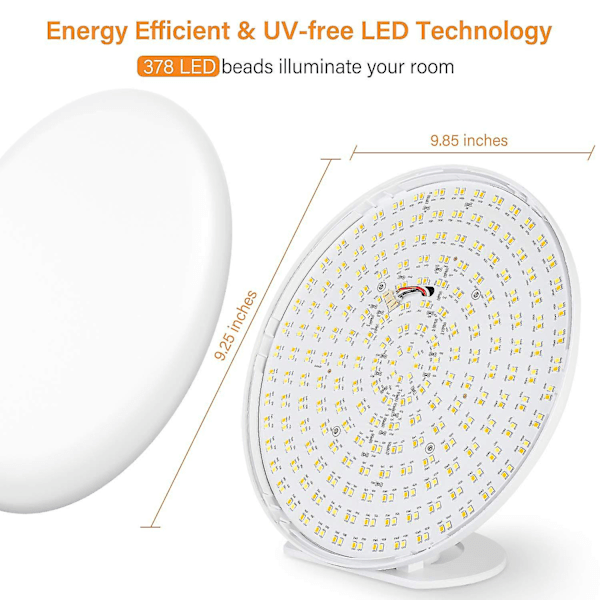 Lysbehandling Lampe/SAD Lampe 12000 Lux Bærbar Naturlig Sollys Lampe LED Lysboks 3 Fargemoduser, 5 Lysstyrkenivåer 5.29