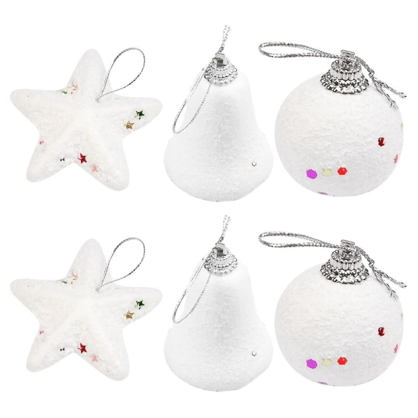Hvit glitter ornamenter juletre hengende ornament juletre stjerne ornamenter jul juletre dekorasjoner ornamenter