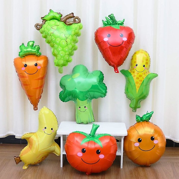 8pcs Fruit & Vegetable Aluminum Foil Balloons For Party Decoration Fruit Birthday Aluminum Foil Helium Balloon For Summer Party Wedding Birthday Baby