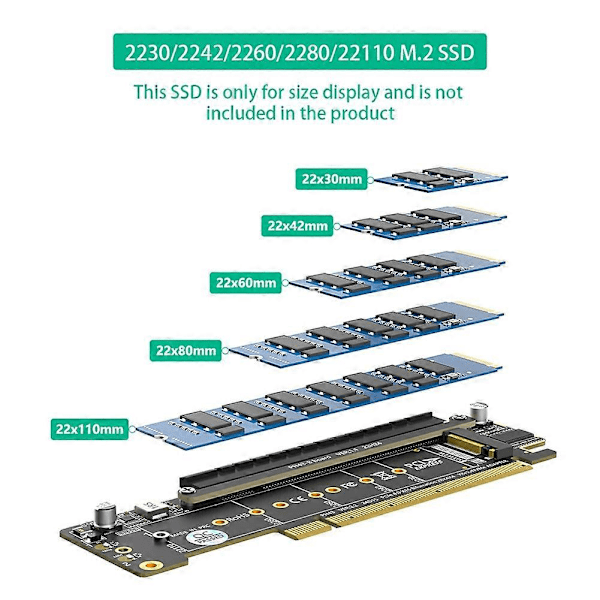 Dual NVMe PCIe -sovitin, PCIe 4.0 X16 - Dual NVMe & 1x Lisää PCIe X16 (X8 Signaali) -sovitin M.2 NVM:lle