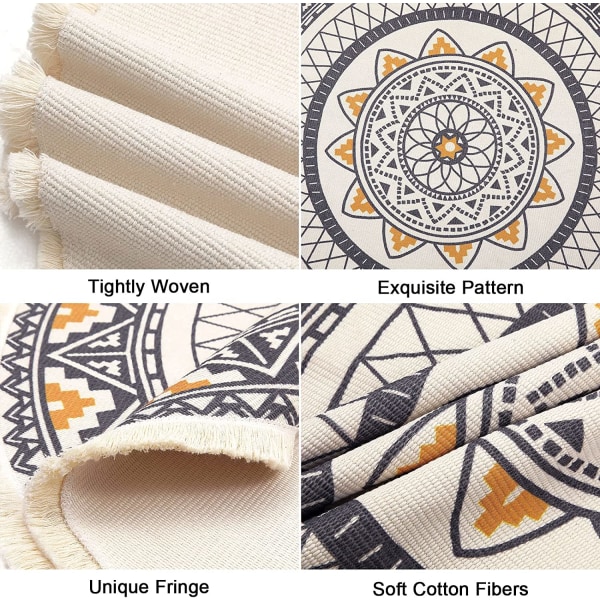 Etnisk stil bomullstråd vävning utskrift hushållssoffbord matta (Bohemian 120*120cm)