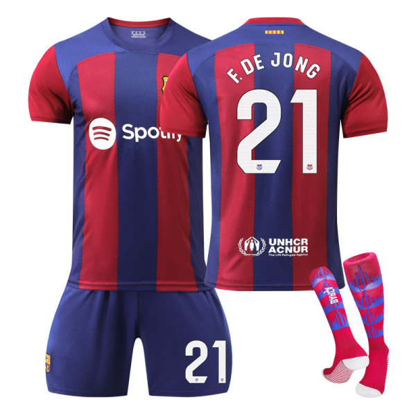 2324 Barcelona hjemmebanetrøje børns studerende voksen træningstøj sportsdragt mænd og kvinders fodbolduniform NO.21 3XL