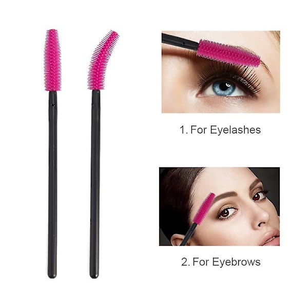Färgglada Engångsmascara Borstar Silikonhuvudstavar Applikator Makeup Ögonfransborste Kit (rosa - Pack med 200 st)