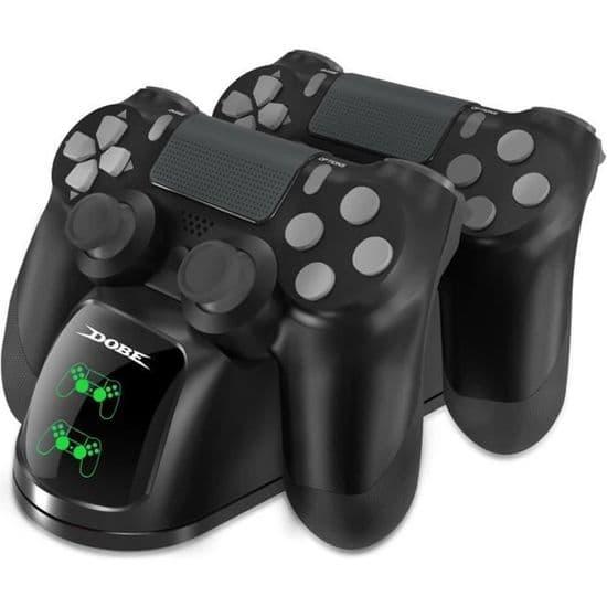 PS4 Dual Dock Oplad USB med LED-indikator Opladningsstation til PS4 / PS4 Slim / PS4 Pro Controller Sort