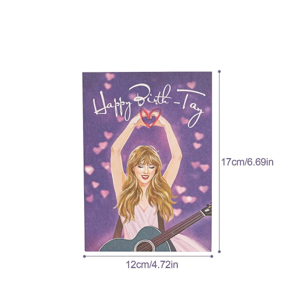 Taylor Swift bursdagskort, 3D pop up gratulasjonskort, bursdagskort
