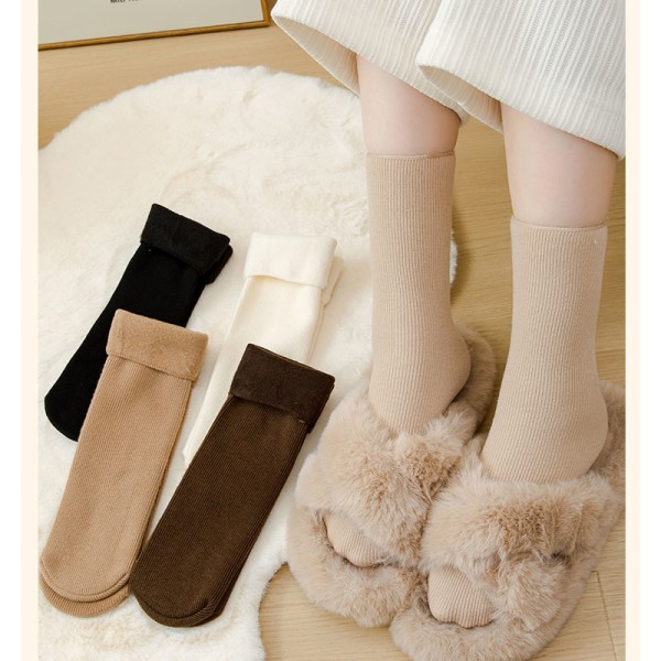 5-pakk veldig varme fluffy sokker Pastellfarger Supermyke varme sengesokker Komfortable polstrede sengesokker