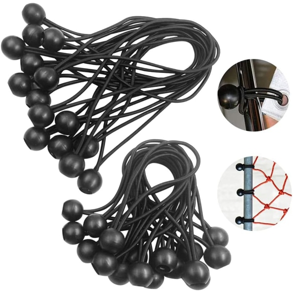 Ball strikk ledning, svart strikk ledning, presenning, skjøteledning (30 stk svart 200mm)