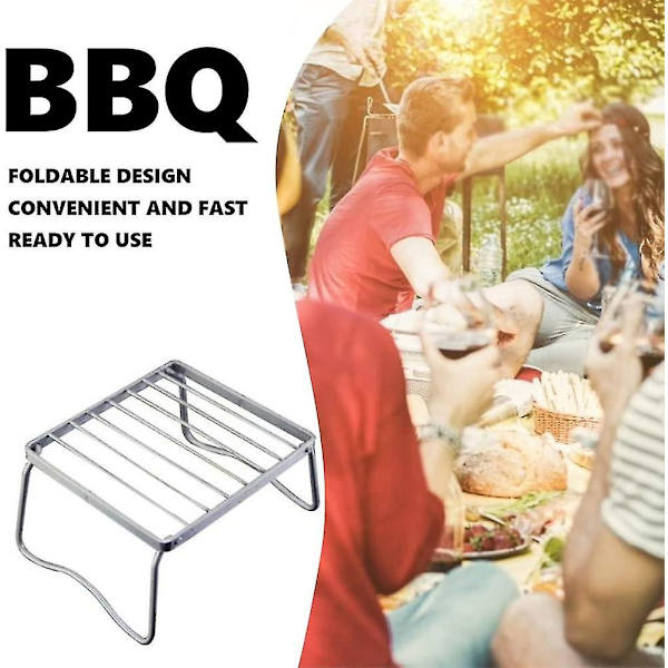1 stk Rustfrit Stål Grill Mini Bærbar Foldbar Bbq Hylde