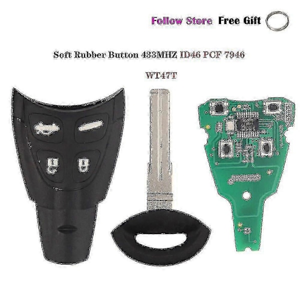 434mhz Smart Fjernkontroll Bilnøkkel kompatibel Saab 93 95 9-3 9-5 2003-2010 Ltqsaam433tx Id46 Chip kompatibelt Myk Gummi Pad Etui 636_Spesiell Gave