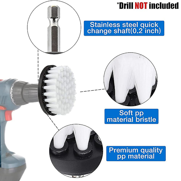 4 stk. Drill Cleaning Brush, 2/3.5/4/5 tommers roterende rengjøringsbørste for elektrisk drill myk bust Carp