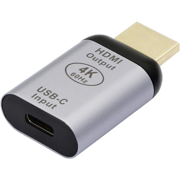 USB C til HDMI Adapter, 4K@60Hz USB Type C Hunn til HDMI hannkonverter, for hjemme og på kontoret, Apple-enheter støttes ikke