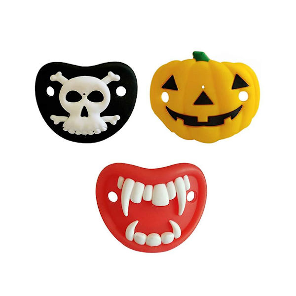 3 stk. Baby Sutte Halloween Elementer Design Græskar Skelet Vampyrer Fangformede Sut til Baby Småbørn Spædbørn