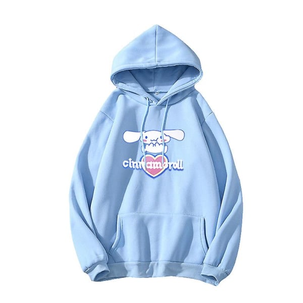 Kawaii Sanrioed 11 färger Huvtröja Dam Tröja Vår Höst Långärmade tröjor Anime Cinnamoroll Lösa hoodies Light blue L