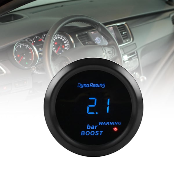 Turbo Boost Gauge Digital Blå LED ABS 52mm Turbo Trykkmåler for 12V 4/6/8 Sylindre Bensinbiler