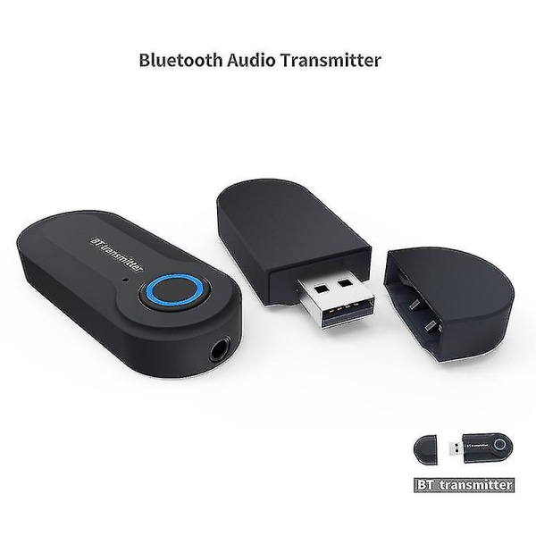 Bluetooth 5.0 Adapter Trådløs lyd Bluetooth-sendermottaker for PC/tv/bil 3,5 mm Aux Music S