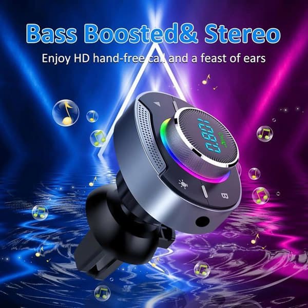 Bluetooth FM-sender - 5.3 - Bluetooth 5.3 - PD30W+QC3.0 - Tilpasselig RGB
