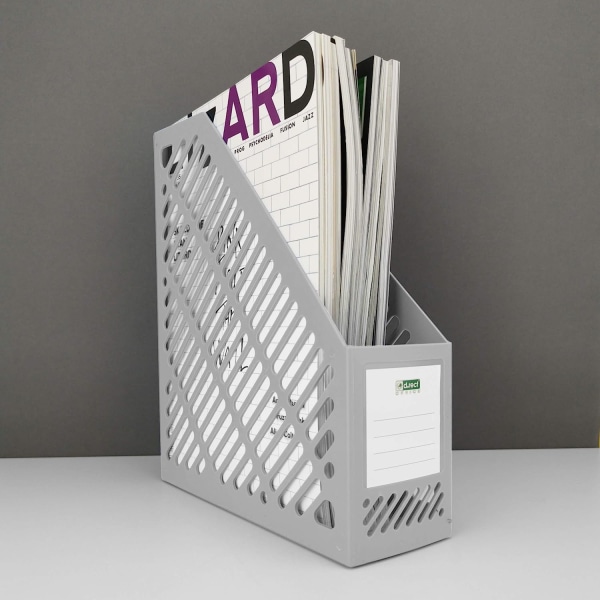 1 stk magasinstativ - Vertikal papiroppbevaring - Dokumentkurv - Bøker og mapper (lys grå)