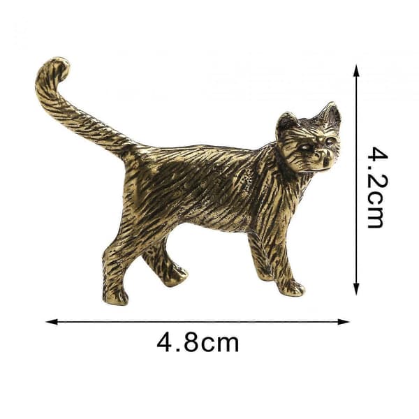Te-kæledyr Kat Messing Statue Miniature til Kontor Bordplade Bogreol