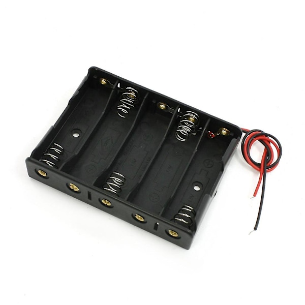 5 x 1,5V AA Batteri Holder Case Box Wire Svart