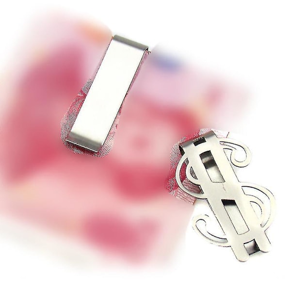 1 st rostfritt stål plånboksklämmor dollar tecken form sedelklämmor metall pengar mapp kredit H