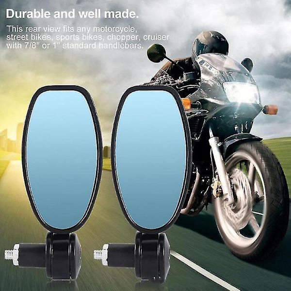 Motorcykel Bak-view Spejl - Refitted Spejl - Sort - 22mm