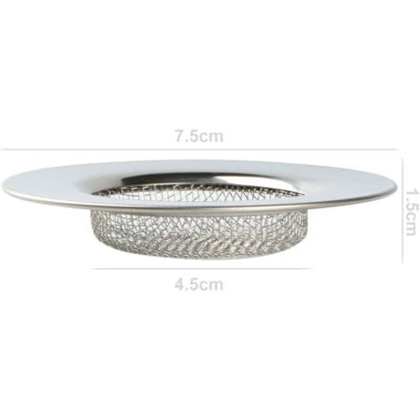 Dusjsil - Hårfanger med propphull - Kjøkkenvaskpropper - Sil i rustfritt stål - 7,6 cm