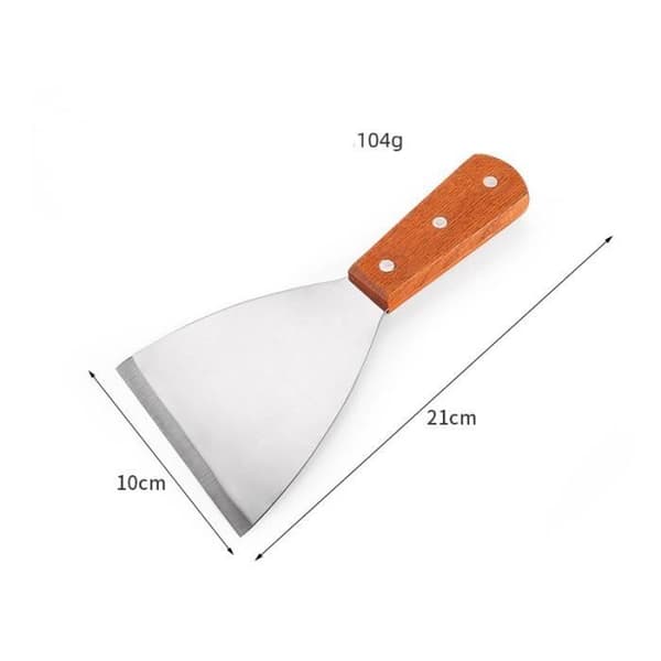 Teppanyaki trekantet stekespade i rustfritt stål, stekespade, multifunksjonell biffspade 21,7 * 10 cm