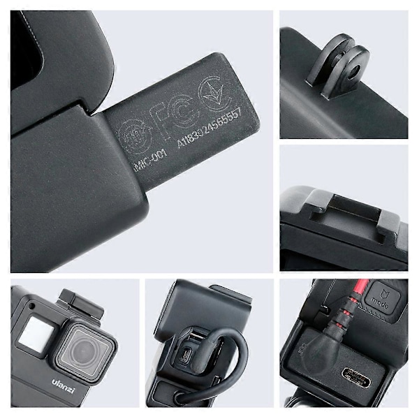 V2 Vlog Case Action Kamera Hus Skal Vlogging Bur Ramme med Cold Shoe Mount til GoPro Hero 7 6 5 Sort til Ekstern Mikrofon & Pro 3.5mm Mic A