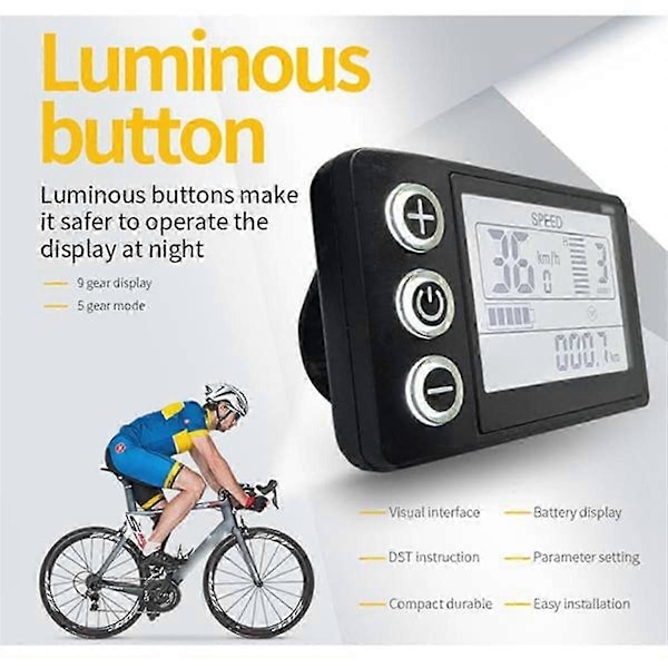 24V 36V 48V 60V Vattentät LCD-display S866 Kontrollerpanel Instrumentbräda Elcykeldisplay för Elektrisk Skoter 5Pin