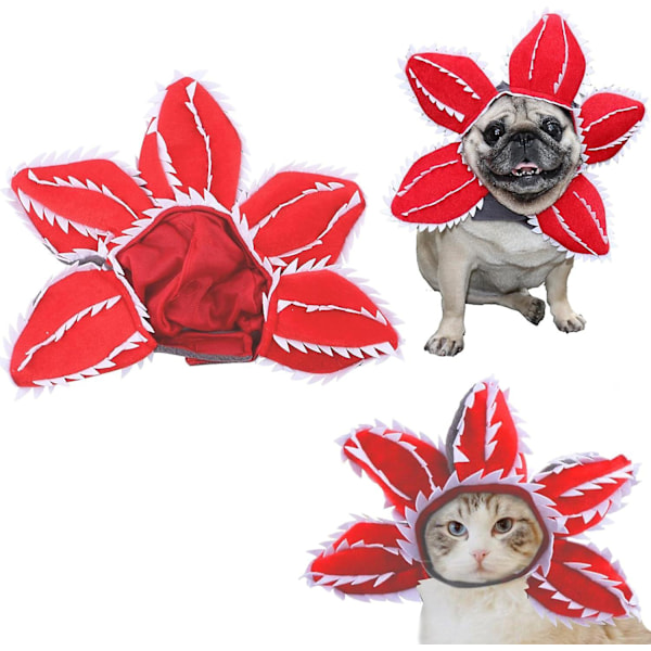 Pet Demon Hat Costume Scary Halloween Dog Headband Demogorgon Costume Headgear Props Cosplay Outfits Cute Clothes For Small Medium Dogs Puppy Cat -s