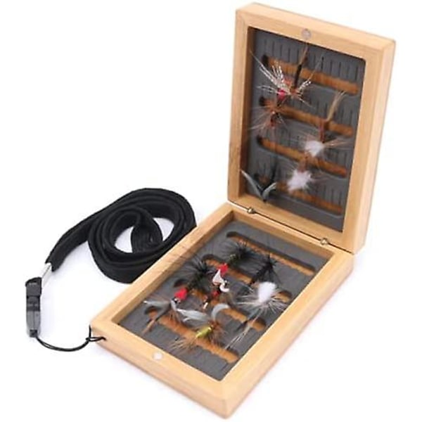 Klassinen Bamboo Wood Fly Box Perhokalastusperholaatikko