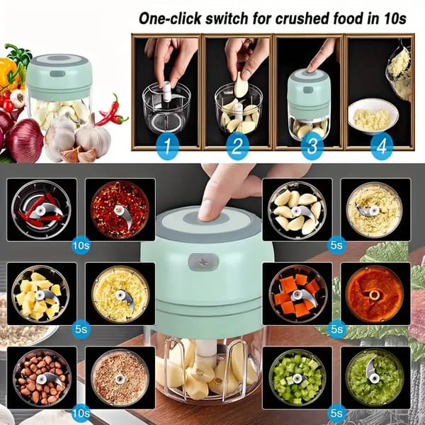 1. 250 ml kapacitet USB genopladelig foodprocessor Elektrisk rivejern Multi-Tool Flere farver