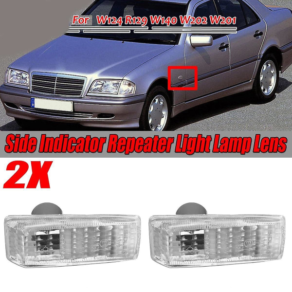 Blinkerskydd för bil, sidomarkeringsljus, repeaterlampa, lins för W124 R129 W140 W202 W201 2028201521 202820