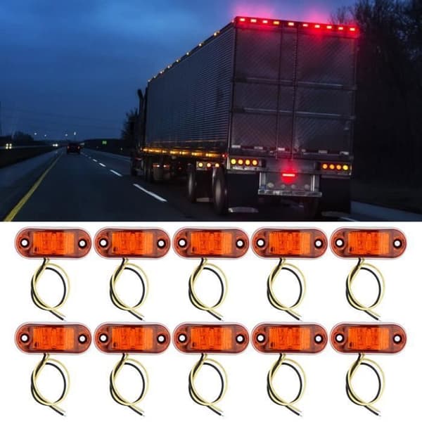 Markeringslys 10 stk. 2LED sidemarkeringslys til lastbilanhænger 10-30V (gul)