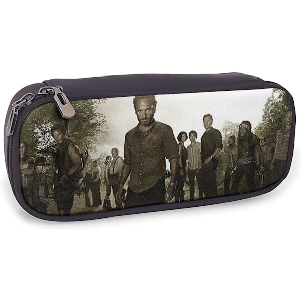 The Walking Dead Läderpennfodral Pennfodral Stationery Bag Kontor Bärbar Förvaringslåda Kosmetisk Låda Mapp bd003818