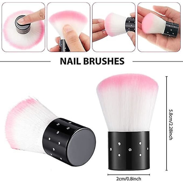 2 pakke Soft Nail Art Dust Remover Pulverbørsterenser For Nail Art Manikyr Og Makeup Tool (brun)
