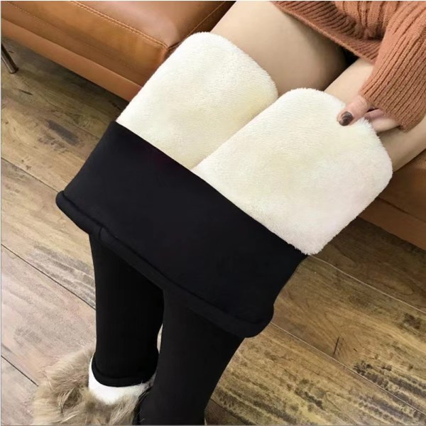 2023 Kvinners varme slanke bukser vinter lam plysj sportsbukser fortykket fleecefôret sportsbukser med høy midje XL
