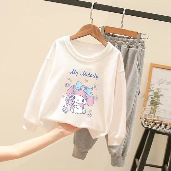 Sanrioed Plysch Anime Kuromi Cinnamoroll Melody Toddler Baby Pojkar Flickkläder Barn Sweatshirt Byxor 2st Tröja Pullover Present NM-26MKLOP 160